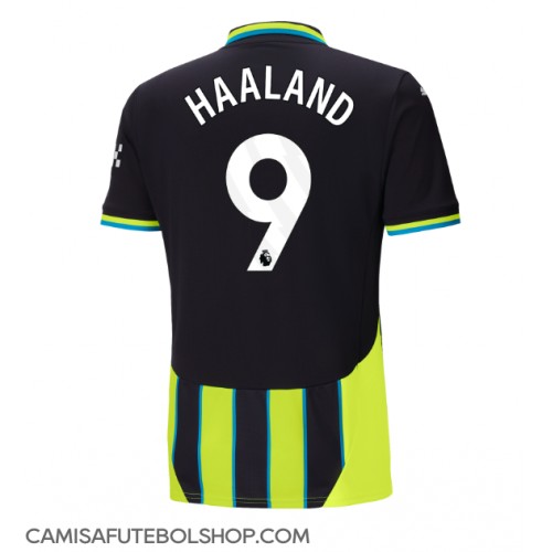 Camisa de time de futebol Manchester City Erling Haaland #9 Replicas 2º Equipamento 2024-25 Manga Curta